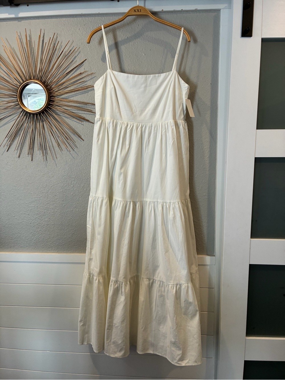 Reformation Cream Tiered Spaghetti-Strap Maxi Dress